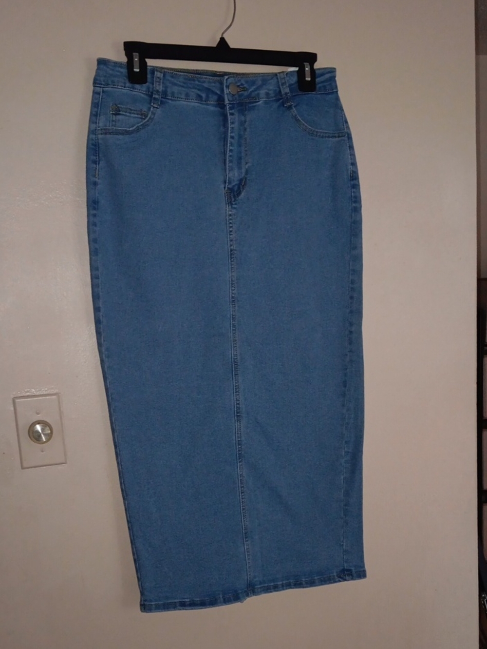SHEIN Light Blue Straight Denim Maxi Skirt